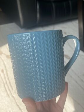 Textured Light Blue Ceramic Mug - Home Dining